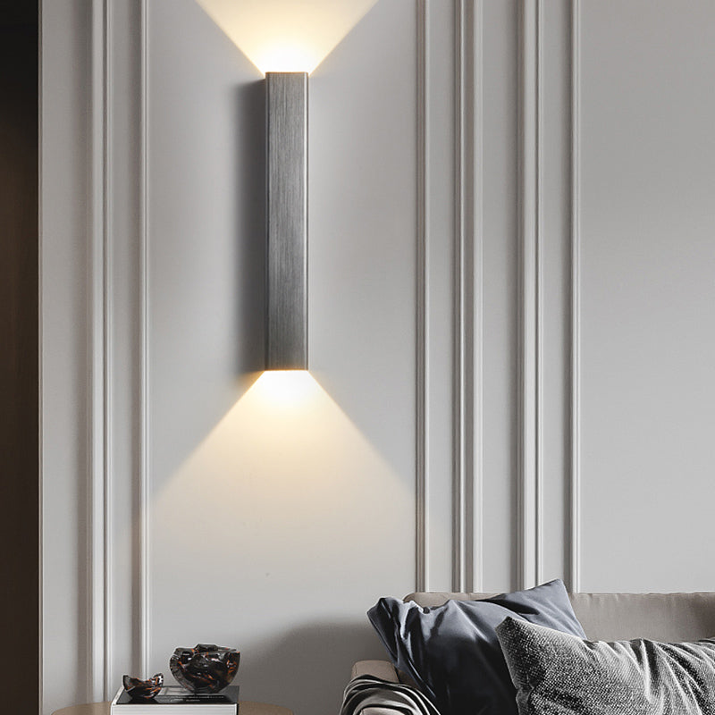 2-Lights Rectangular Lighting Fixtures Aluminum Modern Style Sconces Wall Lamps