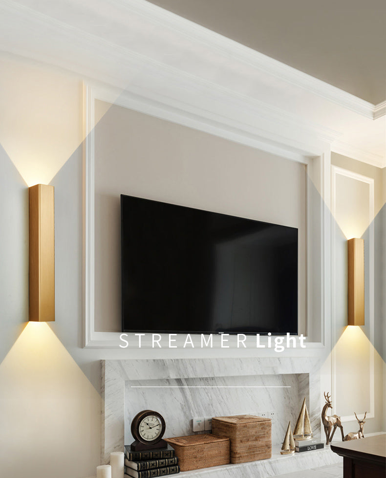 2-Lights Rectangular Lighting Fixtures Aluminum Modern Style Sconces Wall Lamps