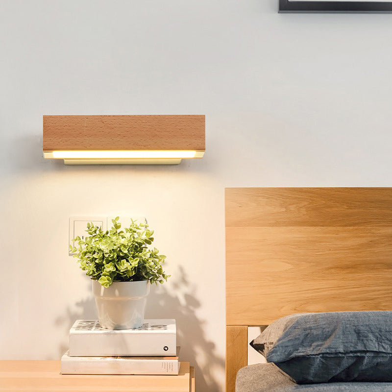 1 Licht geometrische Wandleuchten moderne einfache Stil Holzwandbeleuchtung in Braun