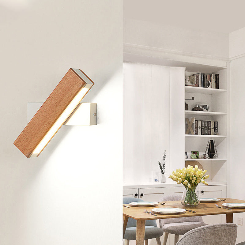 1 Licht geometrische Wandleuchten moderne einfache Stil Holzwandbeleuchtung in Braun