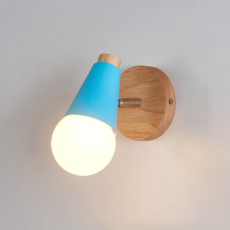 Modern Simple Fashion Style Geometric Shade Wall Sconce Wood 1 Light Sconces