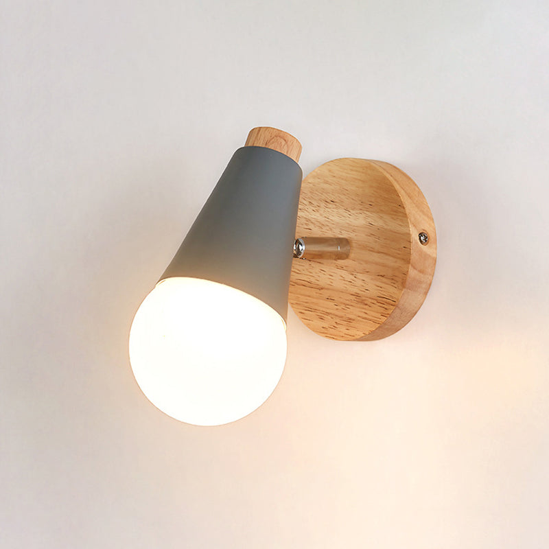 Modern Simple Fashion Style Geometric Shade Wall Sconce Wood 1 Light Sconces