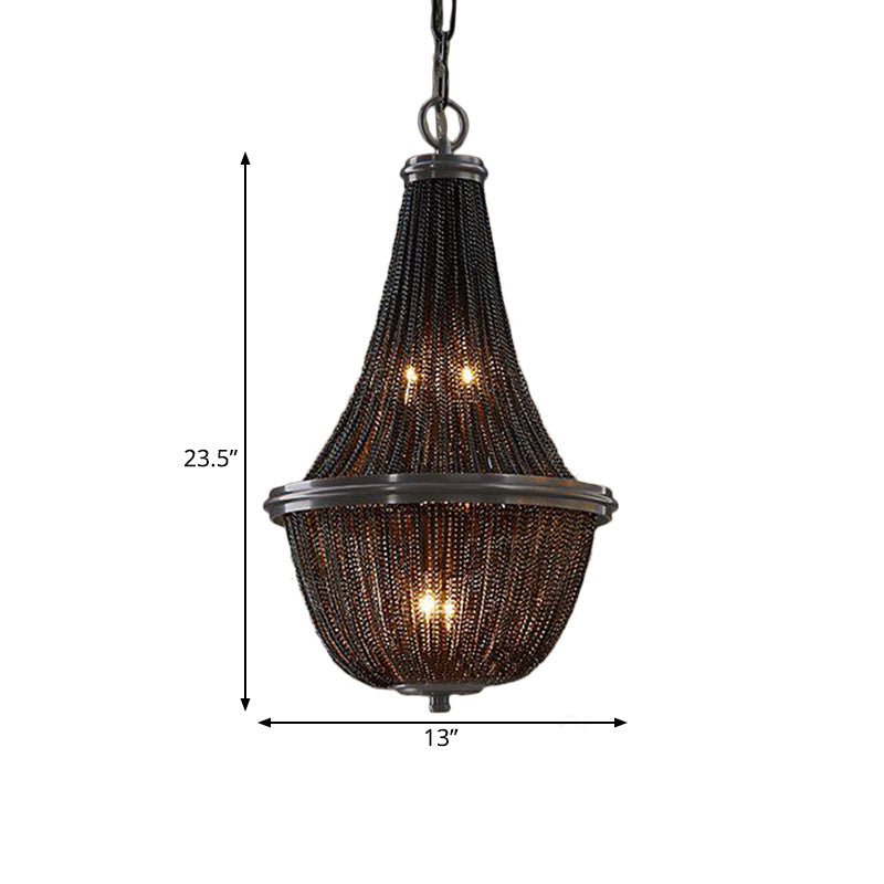 Basket Metal Chandelier Light Traditional 6/8 Lights Dining Room Suspension Pendant in Black, 13"/17"/21" Wide