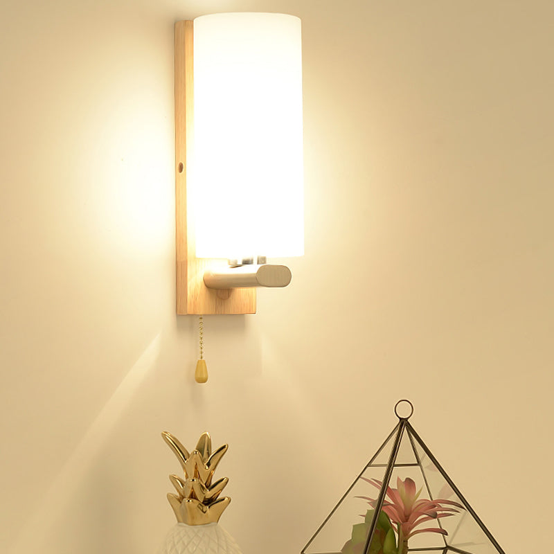Geometric Shade Wall Lighting Modern Simple Wood Style Wall Light in Brown