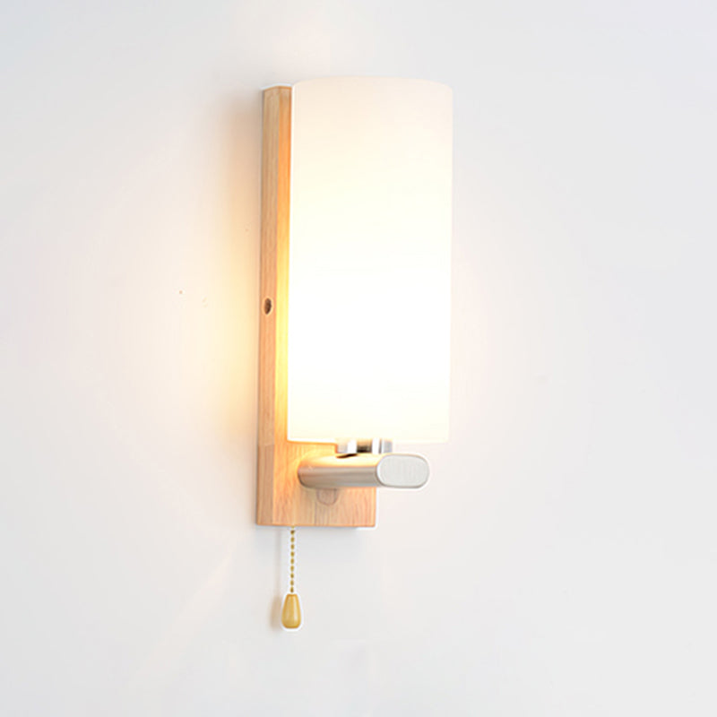 Geometric Shade Wall Lighting Modern Simple Wood Style Wall Light in Brown