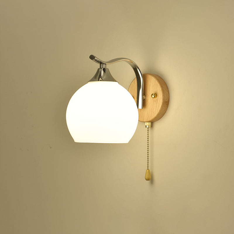 Geometric Shade Wall Lighting Modern Simple Wood Style Wall Light in Brown