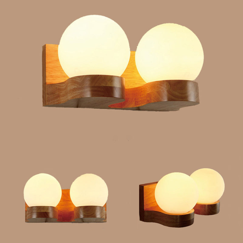 2 LA LA LA LUCCHI LIGHT SCONCE ROUND SCONCIO MODERNO SECCHIO STILO ALLIGHITÀ DELLA parete in legno in marrone