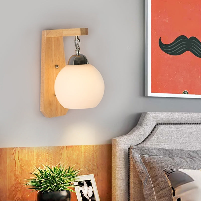 Moderner einfacher Stil Geometrischer Schatten Wandleuchten Holzglas 1 helle Leuchten in Braun