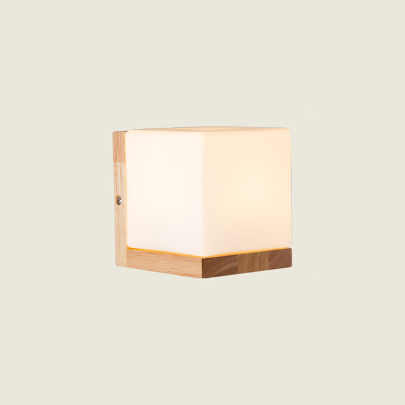 Moderner einfacher Stil Geometrischer Schatten Wandleuchten Holzglas 1 helle Leuchten in Braun