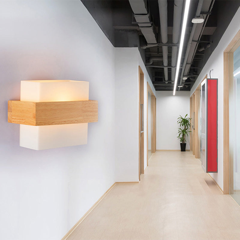 Moderno stile semplice in stile geometrico muro di applione in legno 1 flione leggero in marrone