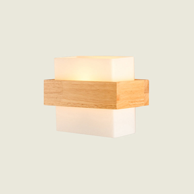 Moderner einfacher Stil Geometrischer Schatten Wandleuchten Holzglas 1 helle Leuchten in Braun