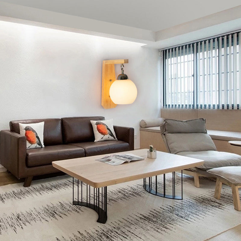 Moderner einfacher Stil Geometrischer Schatten Wandleuchten Holzglas 1 helle Leuchten in Braun