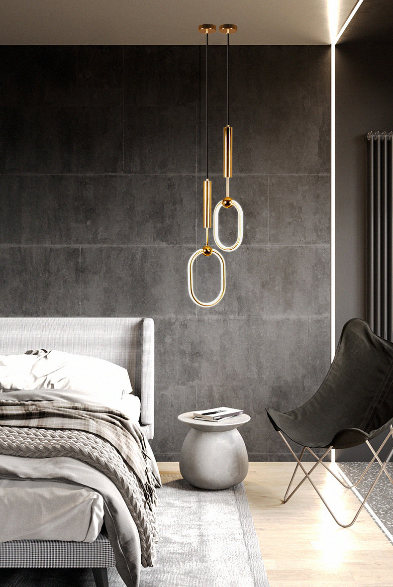 Métal Gold Metal Postmodern Pendant Light 1-Light Plafond plafond Light pour chambre à coucher