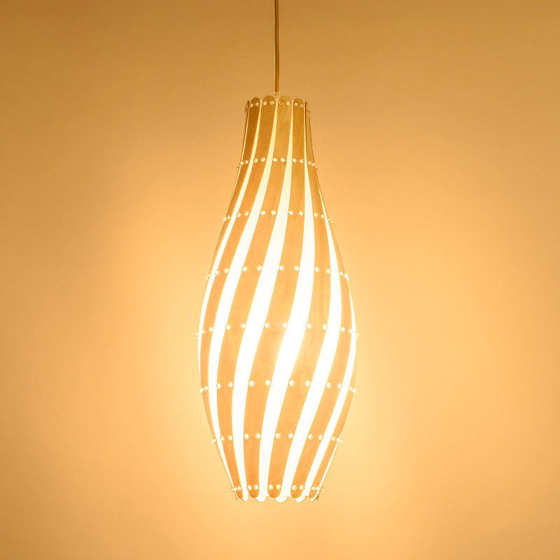 Jar Pendant Lamp Tradition Wood 1 Bulb 8"/12" Wide Beige Ceiling Hanging Light for Restaurant