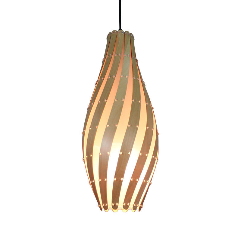 Jar Pendant Lamp Tradition Wood 1 Bulb 8"/12" Wide Beige Ceiling Hanging Light for Restaurant