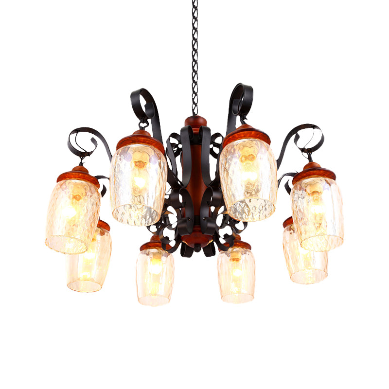 8 lumières lustre en verre lustre antiquant noir incurvé arme courbe salon plafond pendent