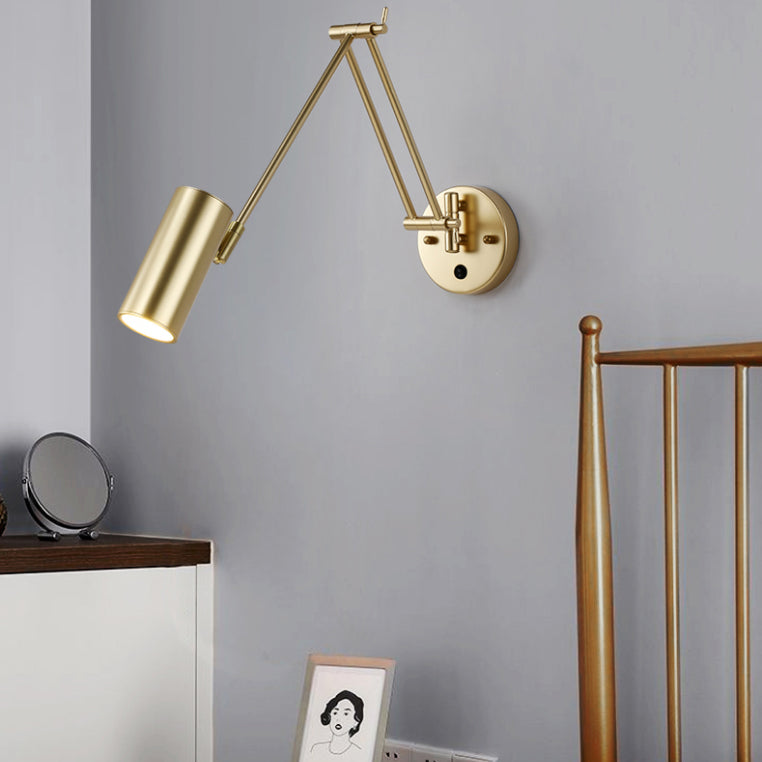1-Light Wall Sconces Light Fixtures Modern Style Swing Arm Metallic Sconce Wall Lighting