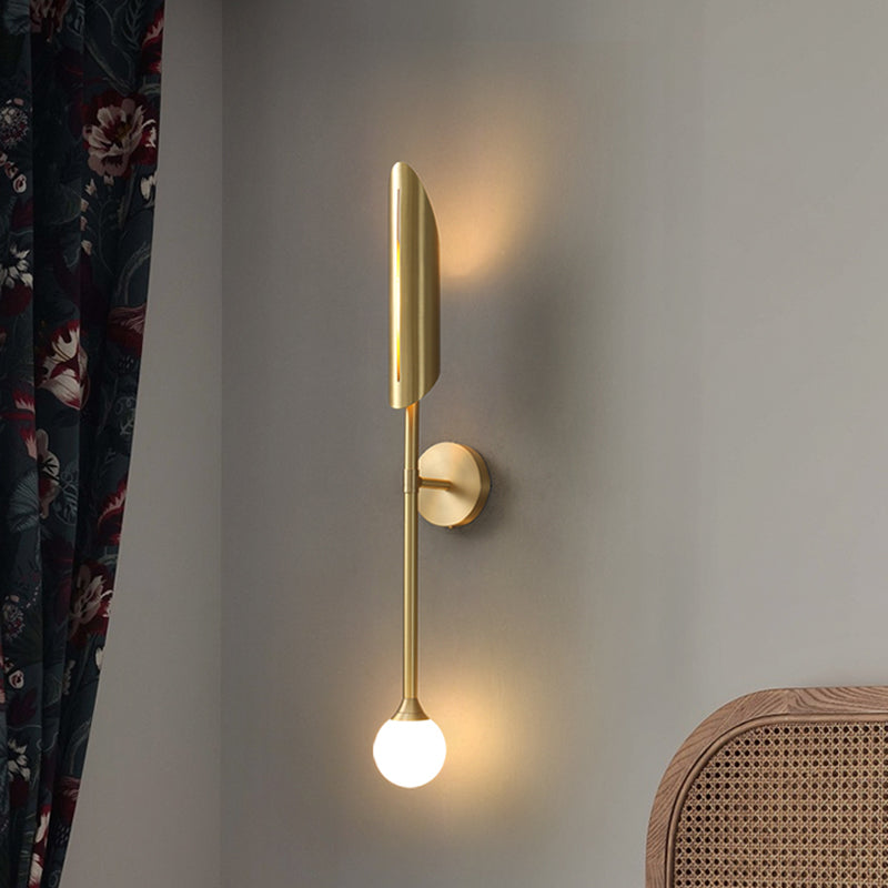 Shaded Bedroom Wall Mount Light Metal Modern Style Sconce Light Fixture in Coppery