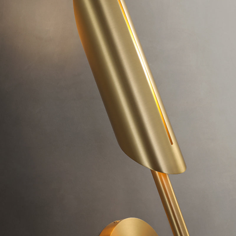 Shaded Bedroom Wall Mount Light Metal Modern Style Sconce Light Fixture in Coppery