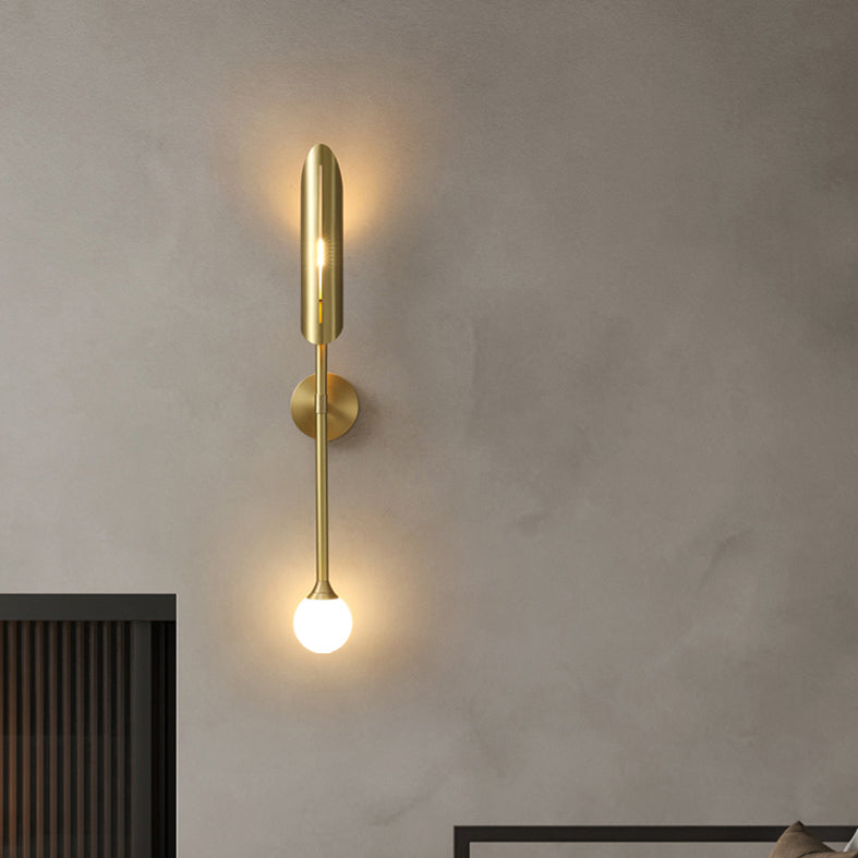 Shaded Bedroom Wall Mount Light Metal Modern Style Sconce Light Fixture in Coppery