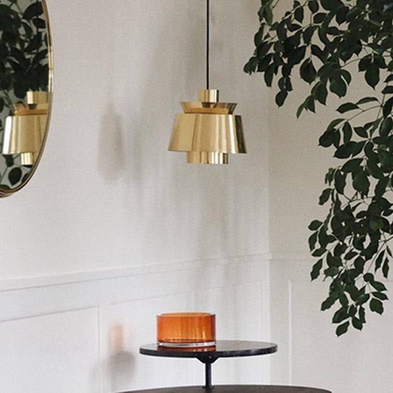 Special Shape Pendant Light Fixture Postmodern Kitchen Hanging Ceiling Light with Gold Metal Frame