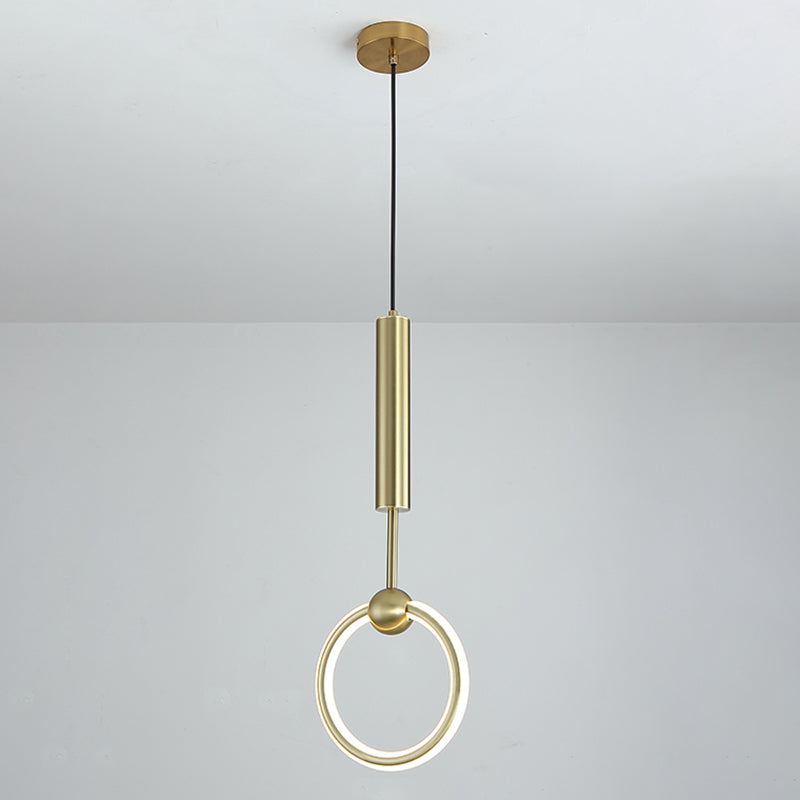 Ring and Oval Shape LED Pendant Light Modern Style Simple Metal Ceiling Pendant Light