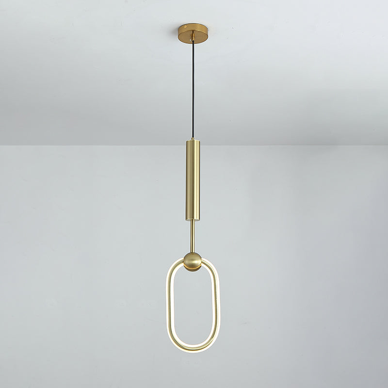 Ring and Oval Shape LED Pendant Light Modern Style Simple Metal Ceiling Pendant Light