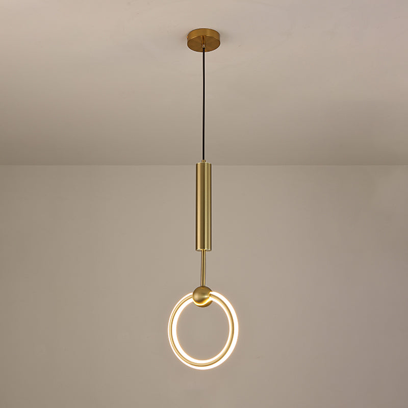 Ring and Oval Shape LED Pendant Light Modern Style Simple Metal Ceiling Pendant Light