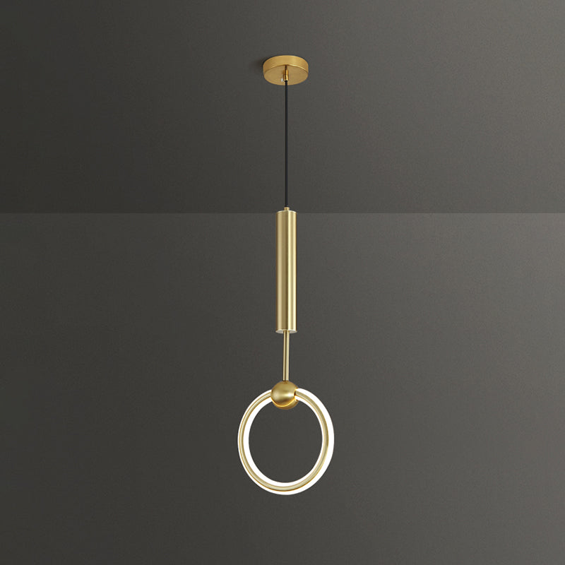Ring and Oval Shape LED Pendant Light Modern Style Simple Metal Ceiling Pendant Light
