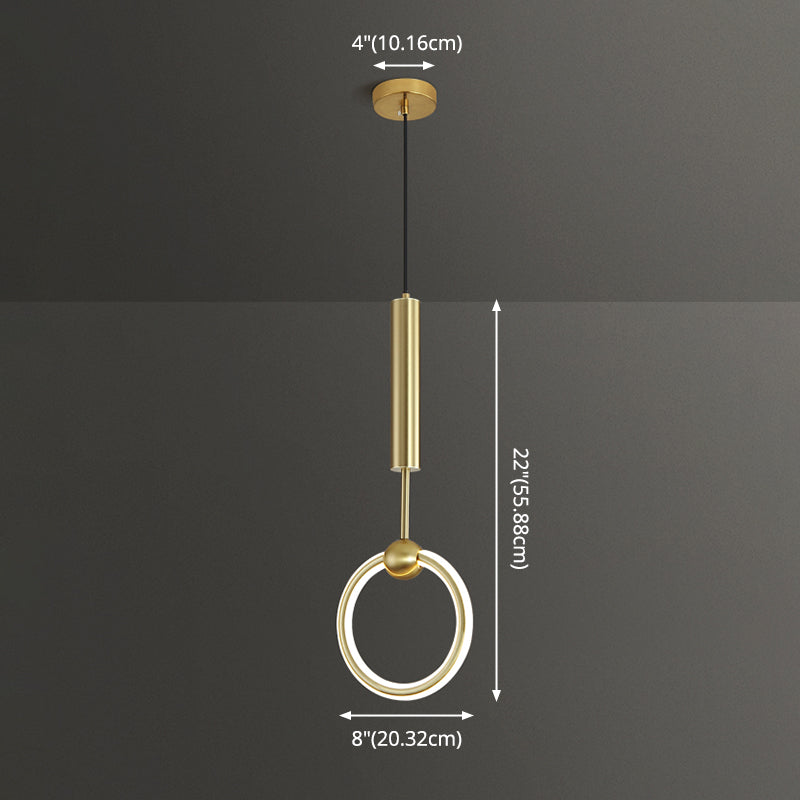 Ring and Oval Shape LED Pendant Light Modern Style Simple Metal Ceiling Pendant Light