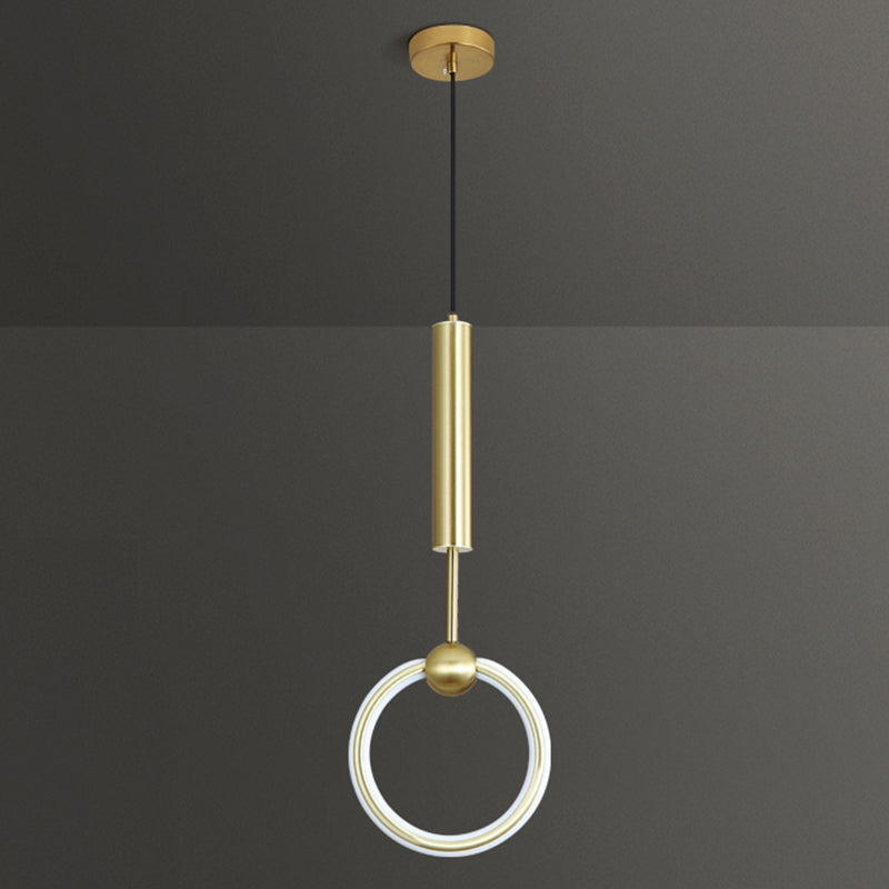 Ring and Oval Shape LED Pendant Light Modern Style Simple Metal Ceiling Pendant Light