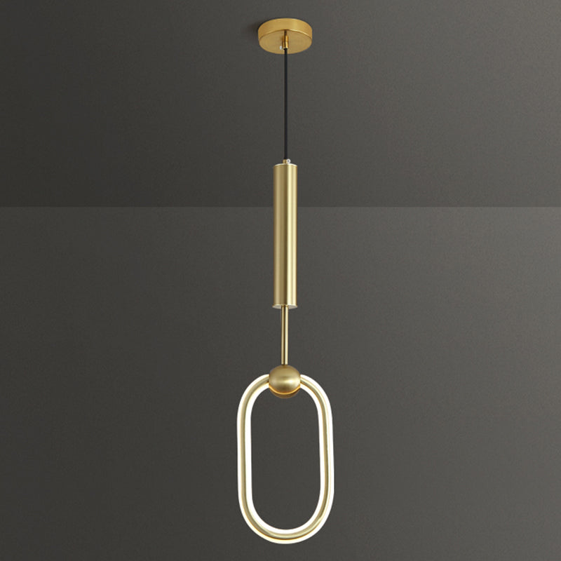 Ring and Oval Shape LED Pendant Light Modern Style Simple Metal Ceiling Pendant Light
