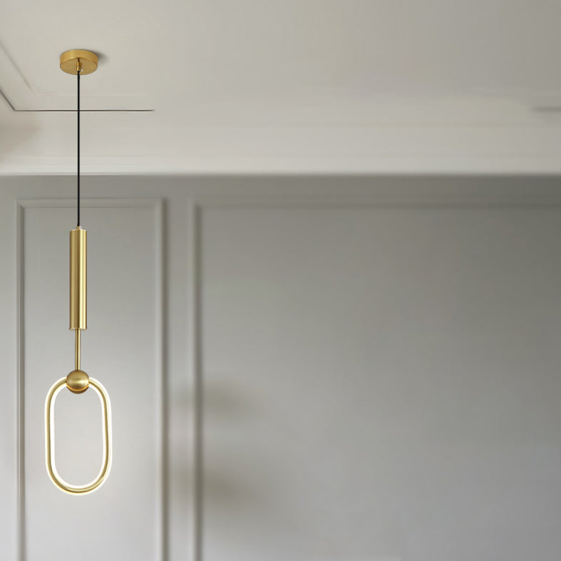 Ring and Oval Shape LED Pendant Light Modern Style Simple Metal Ceiling Pendant Light