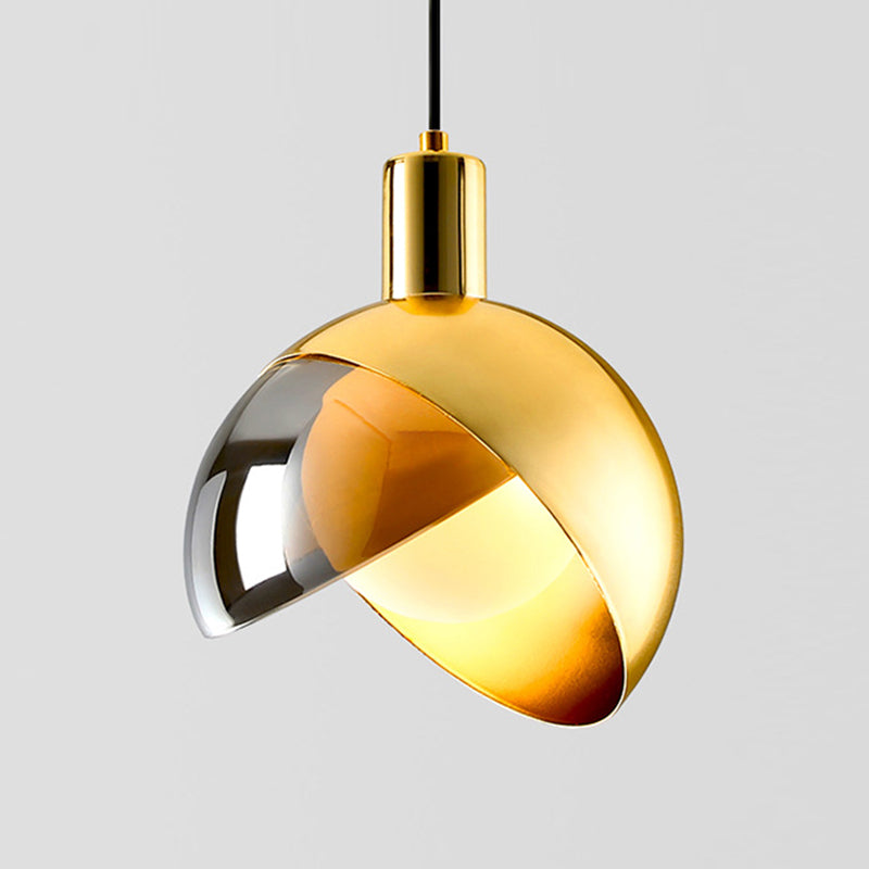 Postmodern Semicircle Hanging Light 1 Bulbs Metal Pendant in Gold for Restaurant