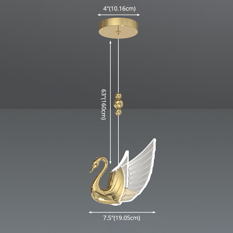 Swan Shape 1 Head plafond Pendant lampe Postmodern Metal Metal Plafond Light for Dinning Room Bedroom