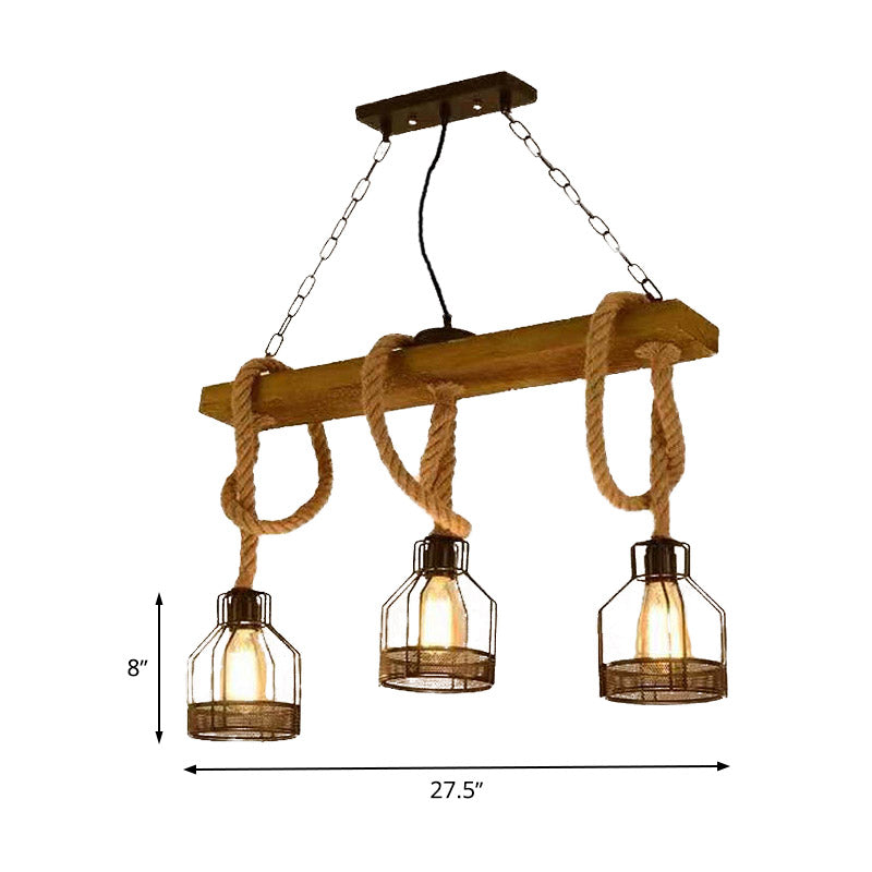 Caged Restaurant Island Lighting Idea Antiqued 3 Lights Black Pendant Chandelier