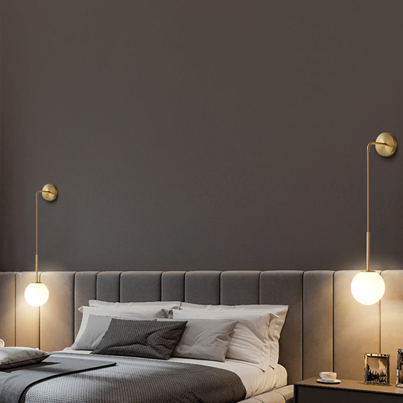 Bedroom Wall Sconce Lighting Nordic Style Wall Mounted Light with Orb Glass Shade