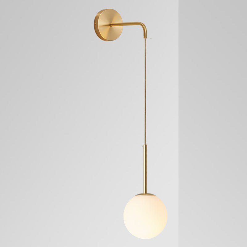 Bedroom Wall Sconce Lighting Nordic Style Wall Mounted Light with Orb Glass Shade