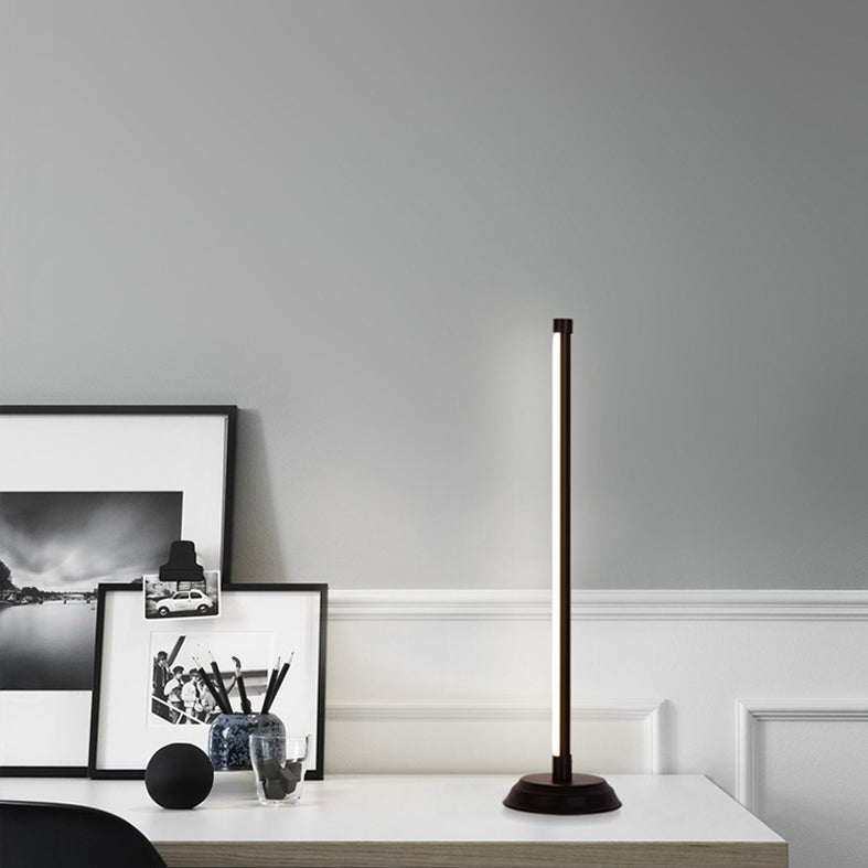 Metallic Rod Shaped Table Lamp Nordic Style Integrated LED Nightstand Light