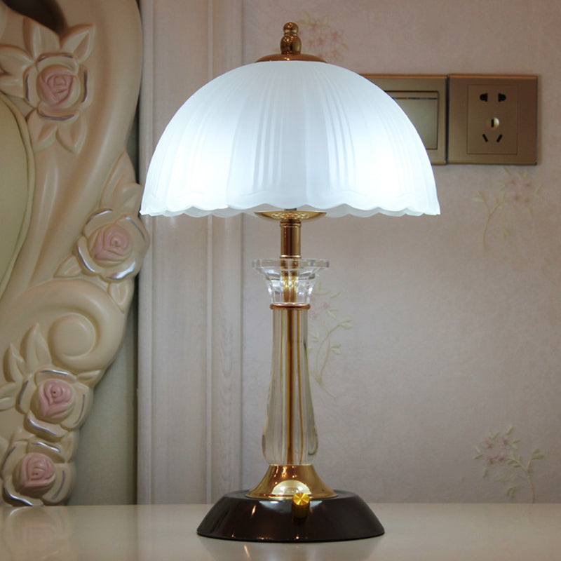 Glass Hemisphere Nightstand Lamp Minimalist 2-Light Table Light for Bedroom