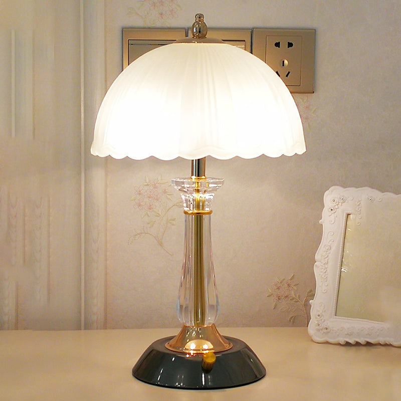 Glass Hemisphere Nightstand Lamp Minimalist 2-Light Table Light for Bedroom