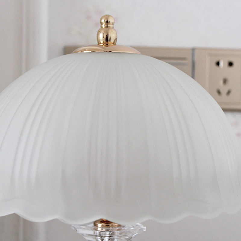 Glass Hemisphere Nightstand Lamp Minimalist 2-Light Table Light for Bedroom