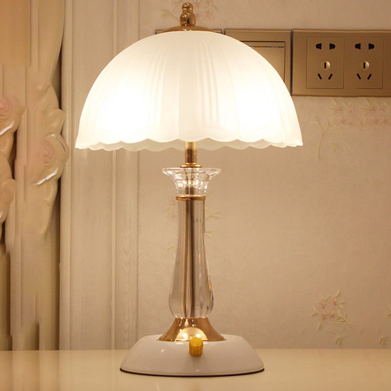 Glass Hemisphere Nightstand Lamp Minimalist 2-Light Table Light for Bedroom