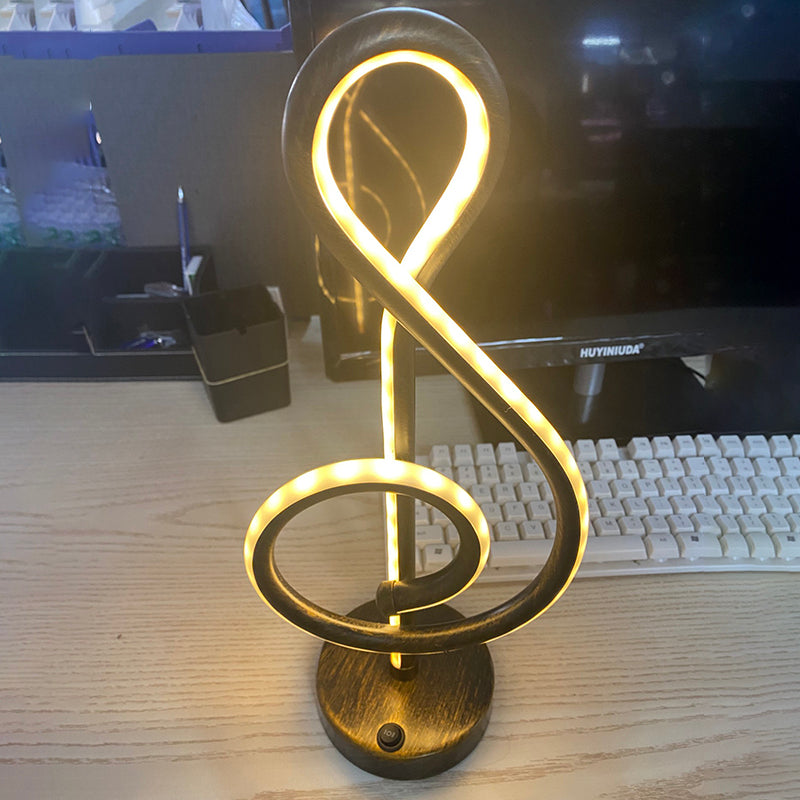 Bronze Finish Linear Table Light Simplicity Metal LED Night Lamp for Bar Club