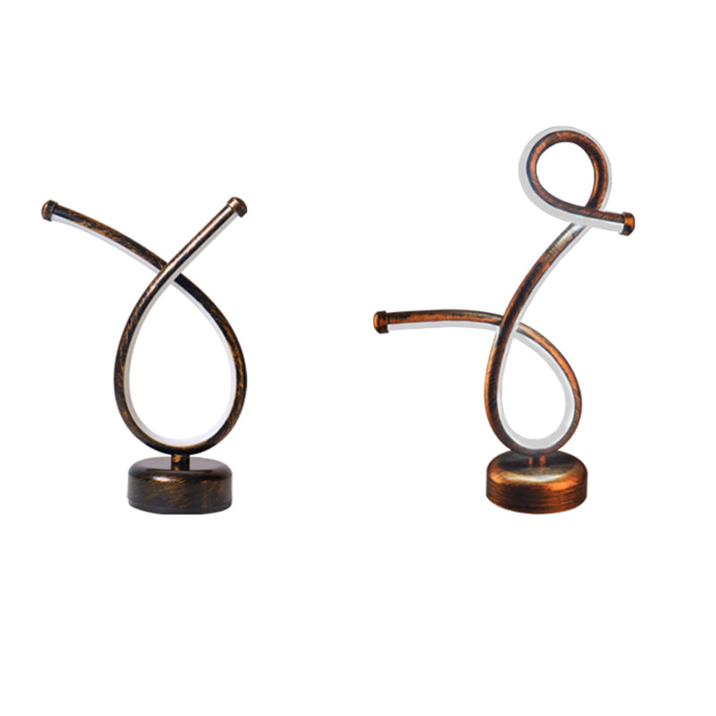 Bronze Finish Linear Table Light Simplicity Metal LED Night Lamp for Bar Club
