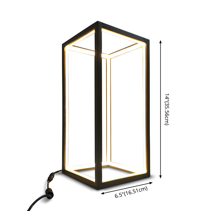 Black Rectangular Linear Table Lamp Modern Creative Metal LED Nightstand Light