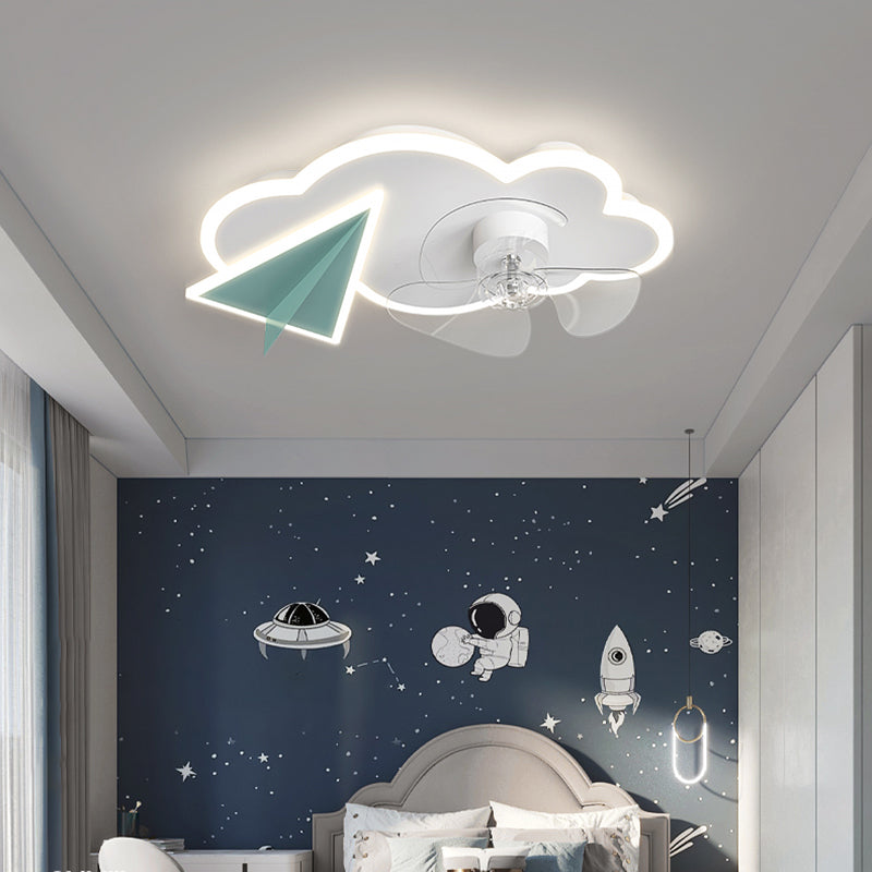 Cartoon slaapkamer plafondventilator verlichting armatuur acryl kinderen stijl semi -flush light