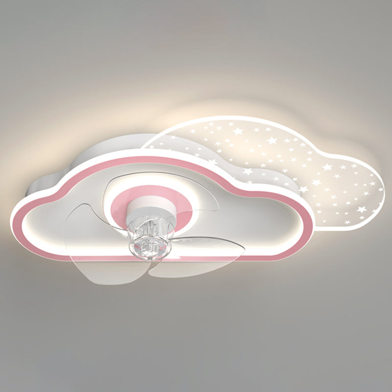 Cartoon slaapkamer plafondventilator verlichting armatuur acryl kinderen stijl semi -flush light