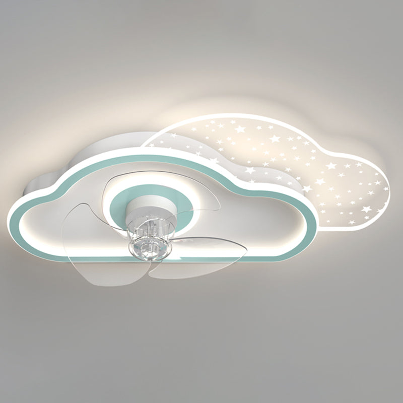Cartoon slaapkamer plafondventilator verlichting armatuur acryl kinderen stijl semi -flush light