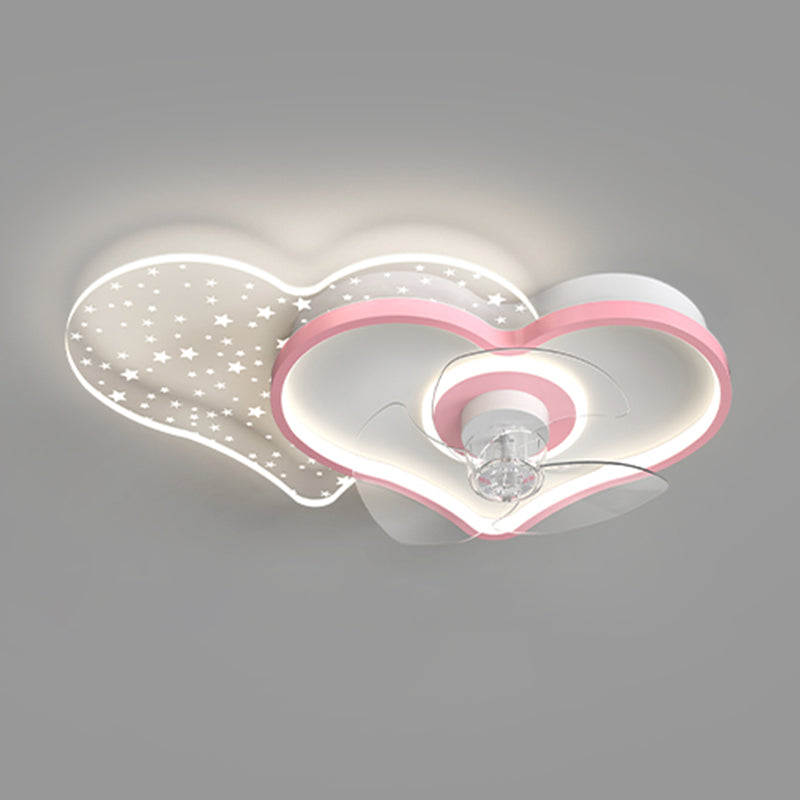 Cartoon slaapkamer plafondventilator verlichting armatuur acryl kinderen stijl semi -flush light